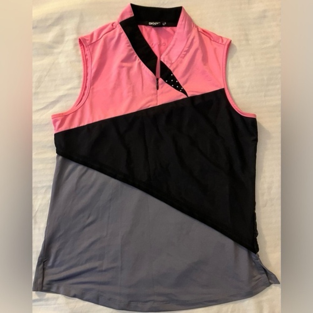 DKNY GOLF Stylish Pink and Black Sleeveless Top-size medium